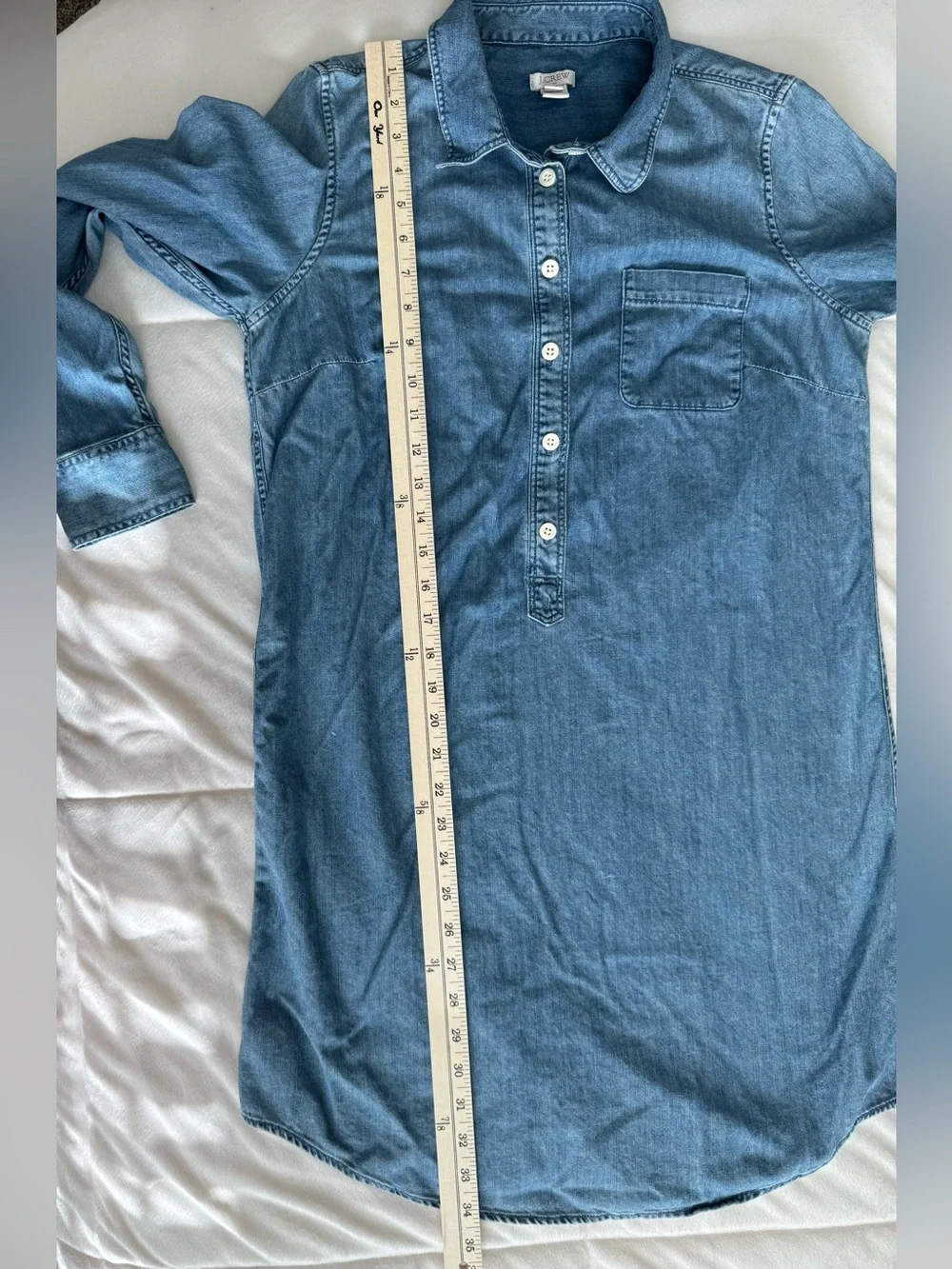 J.Crew Chambray Medium Shirt Dress 100% Cotton Long Sleeve Blue Casual
